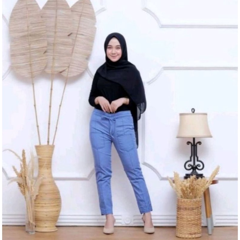 CELANA PANJANG WANITA SEMI JEANS CELANA BOYFRIEND