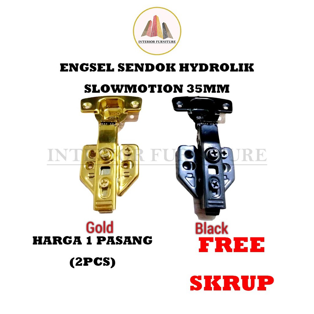 Engsel Sendok Slow Motion 35 mm Stainless Steel 304, Black &amp; Gold..