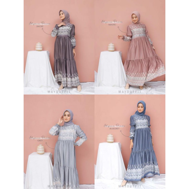 (READY) Edyane Dress / Pattern Satin Dress by May Outfit mayoutfit