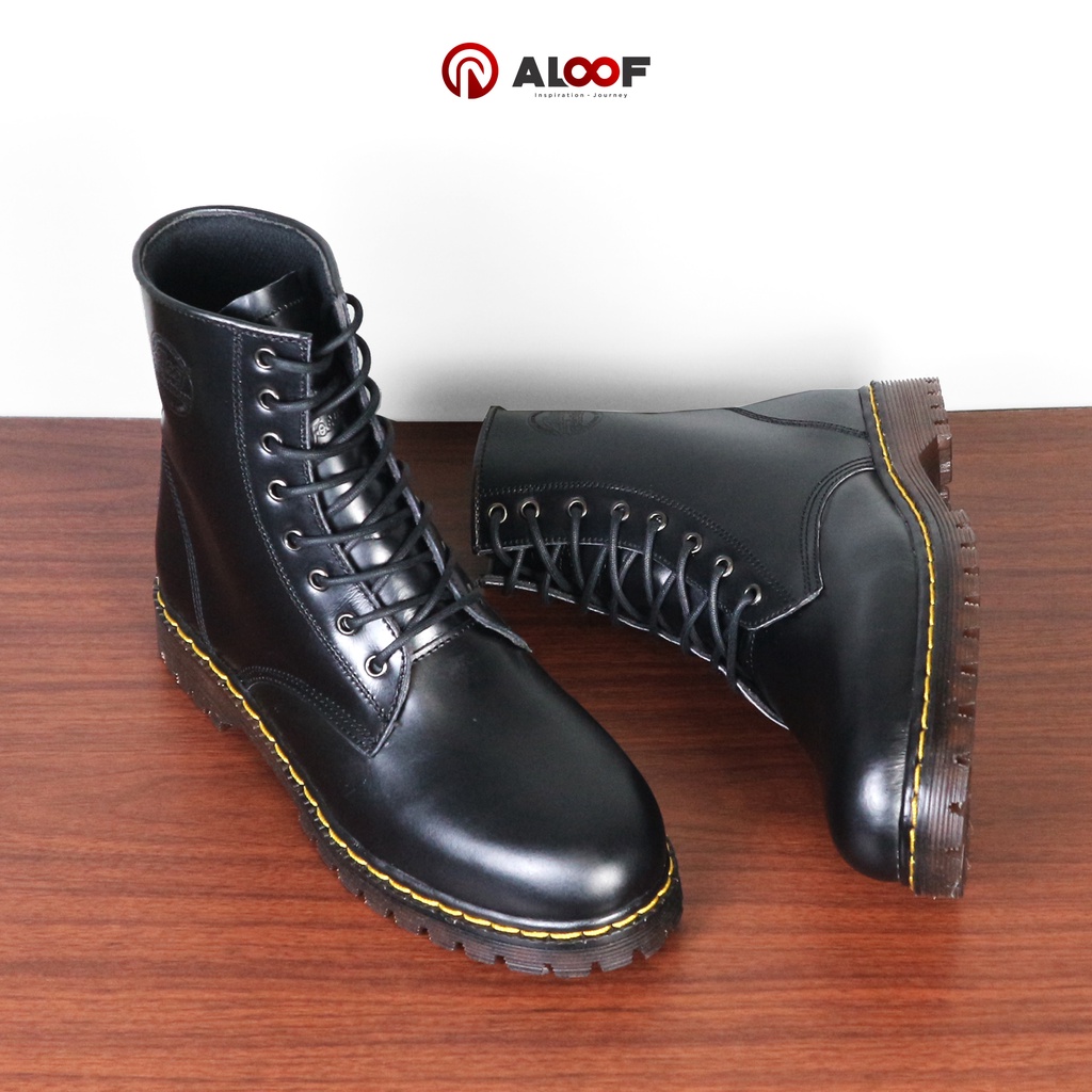 Aloof KABINA - Sepatu Boots Docmart Pria 8 Hole Kulit Asli