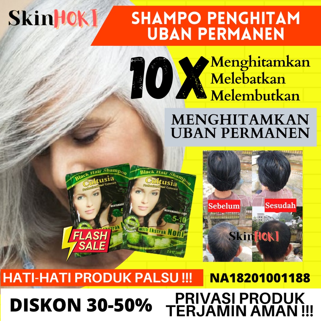 SHAMPO PENGHILANG UBAN PENGHITAM RAMBUT CULTUSIA HAIR COLOR BLACK SHAMPOO SACHET PEMANJANG RAMBUT ORIGINAL BPOM