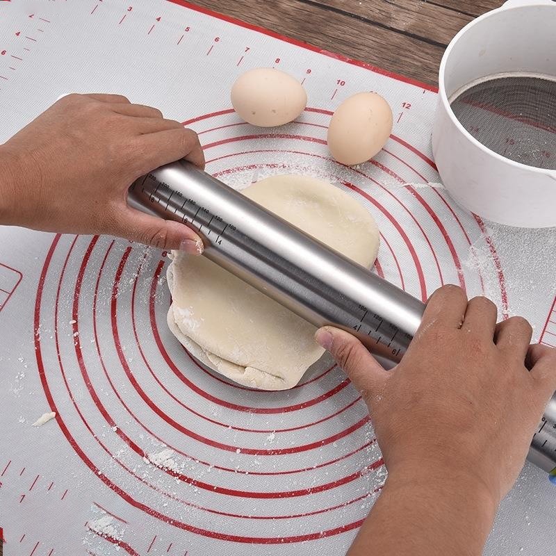 HOVELSHOP Penggilas Adonan Kue 35 CM Stainless Rolling Pin 4 Ketebalan