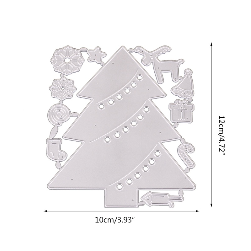 Cetakan Stensil Cutting Dies Motif Pohon Natal Bahan Metal Untuk Scrapbook / Craft DIY / Kartu