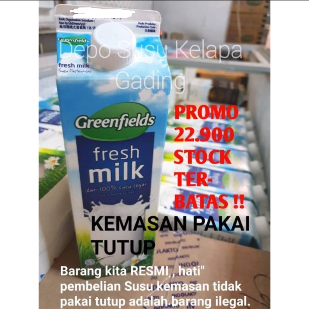 PROMO Susu Greenfields Fresh Milk 1L KEMASAN TUTUP RESMI | Greenfield Plain Full Cream 1 litter
