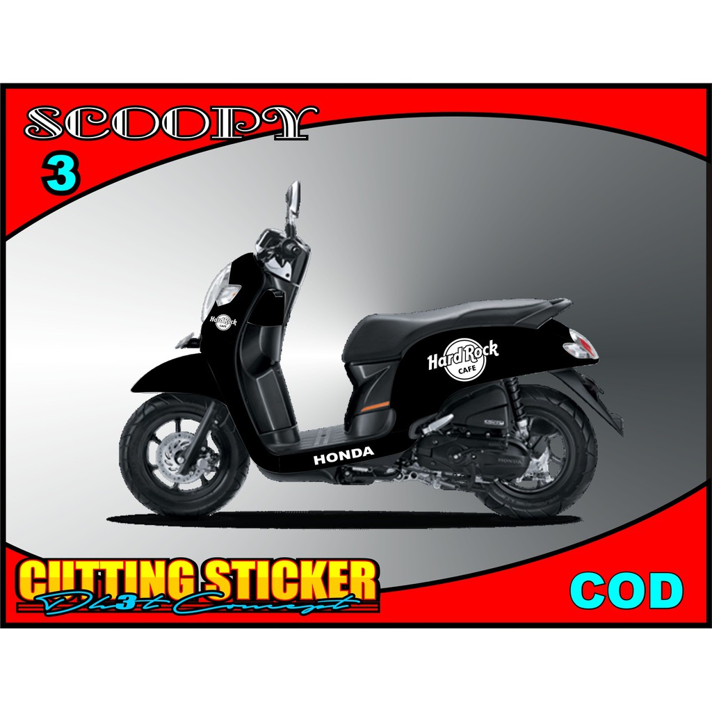 Stiker Motor Scoopy Sticker Striping Logo Hard Rock All Scoopy Sticker Scoopy Simple Cutting Sticker