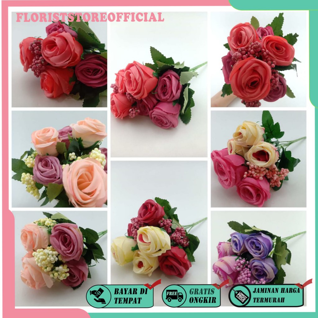 COD BUNGA MAWAR BUNGA TANGKAI PLASTIK BUNGA ARTIFISIAL BUNGA PAJANGAN BUNGA HIASAN BT9053