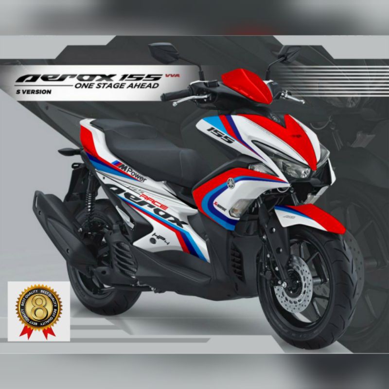 Decal Sticker Aerox full body lis merah biru variasi