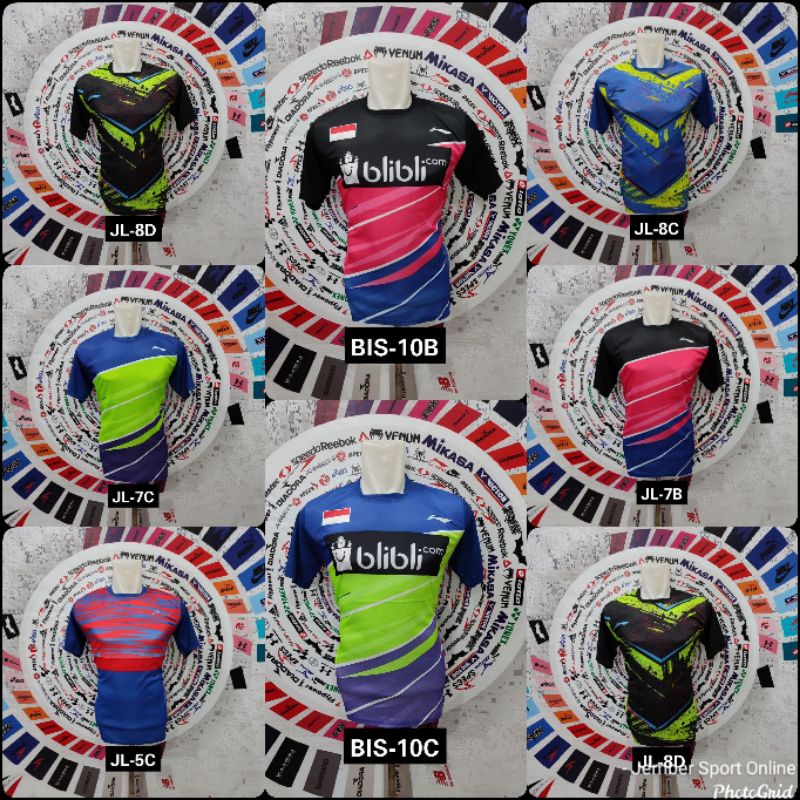 Jersey badminton lining kaos bulutangkis baju celana olahraga pria murah short sleeve short pants