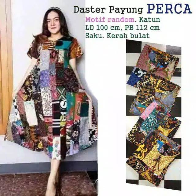 Daster Kencana Ungu Batik - Motif Perca - Leher Kancing - Busui - Bumil - Centini Hitput