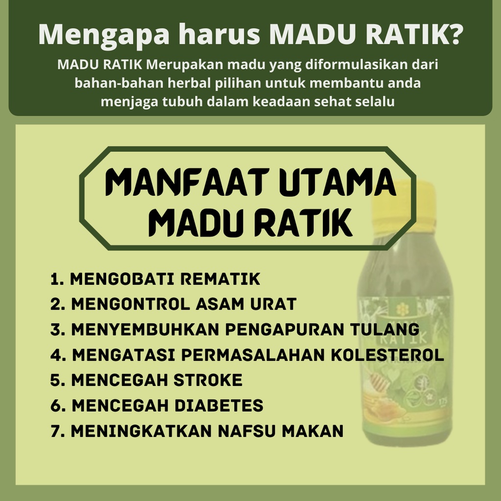 Madu Ratik Herbal Original Atasi Kebas Kesemutan Nyeri Sendi Kram Asam Urat Kolesterol Rematik