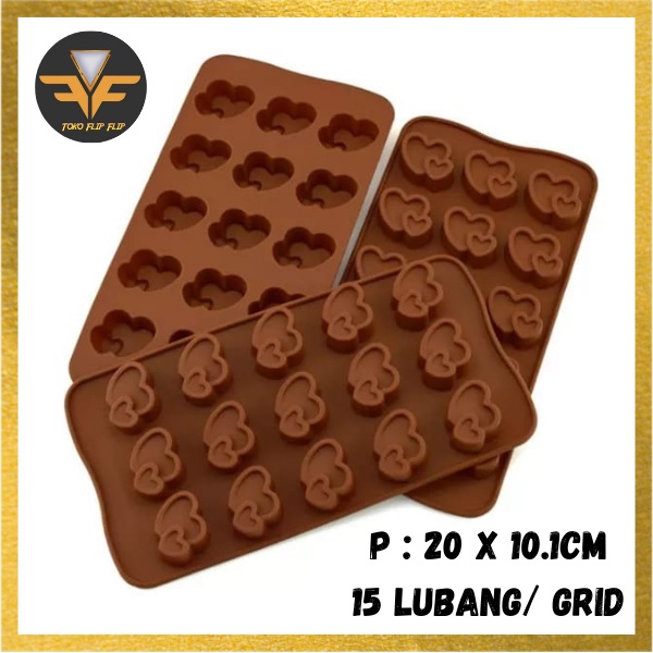 Cetakan Coklat Silicone Love double 15 Grid Cetakan Coklat Jelly Pudding es Batu Love 15 Lubang Silicone Molds Baking Chocolate