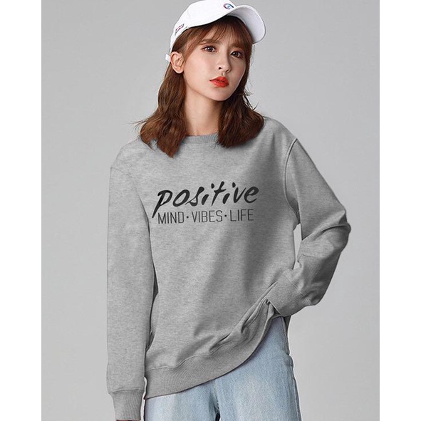 Kaos Lengan Panjang POSITIVE / Kaos Sweatshirt / Atasan Wanita / Atasan Wanita Lengan Panjang