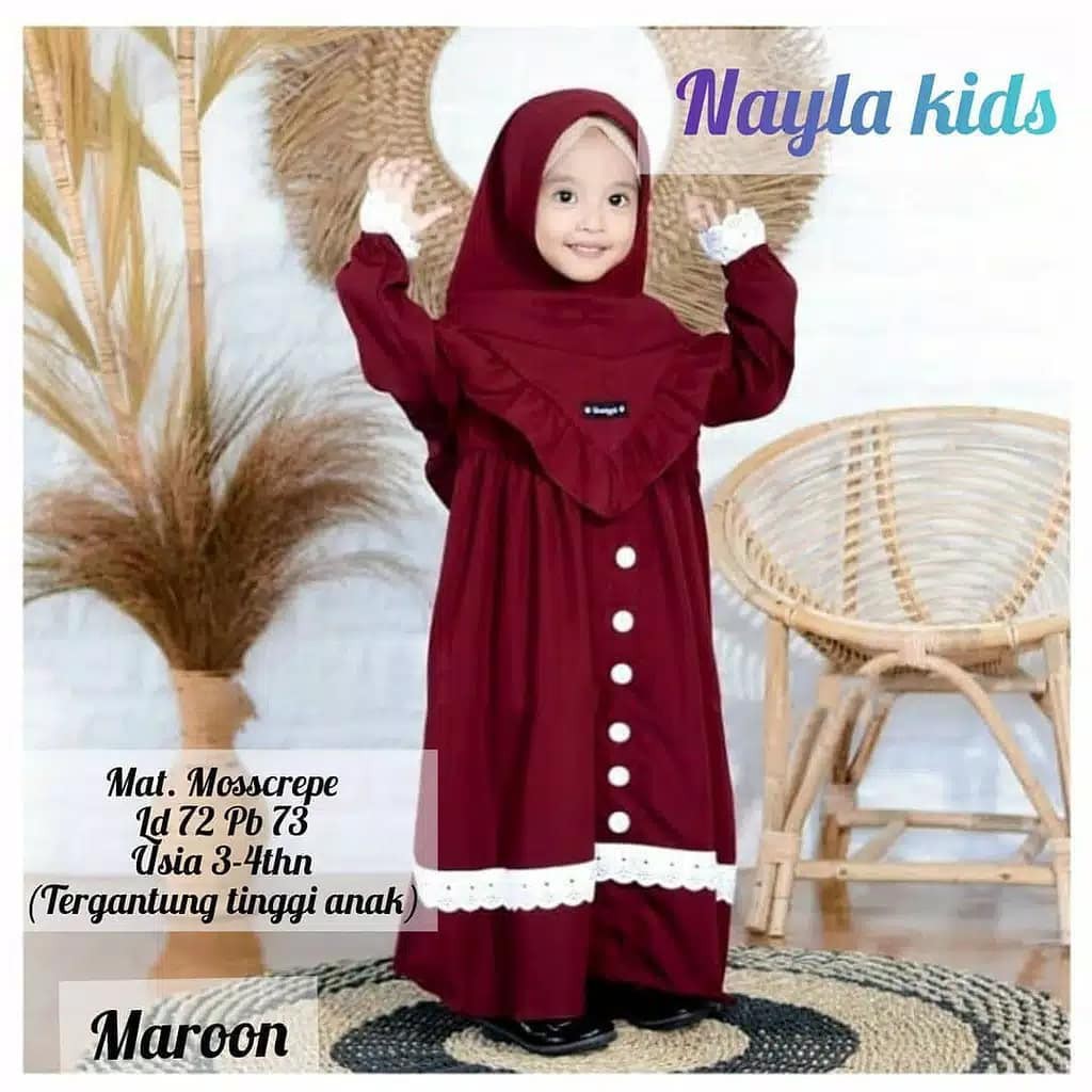 Gamis Anak Nayla Maroon Usia 3 4 Tahun Shopee Indonesia