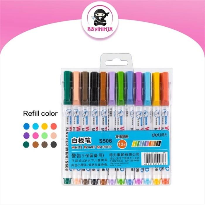 

Deli Whiteboard Marker Spidol Papan Tulis Warna Isi 12 055