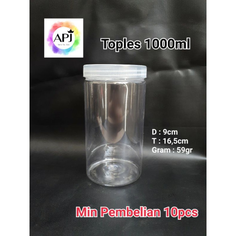 GROSIR Toples Jar Plastik Tabung Silinder Cylinder 1000ml / Toples Kue Natal 1000ml / Toples Plastik