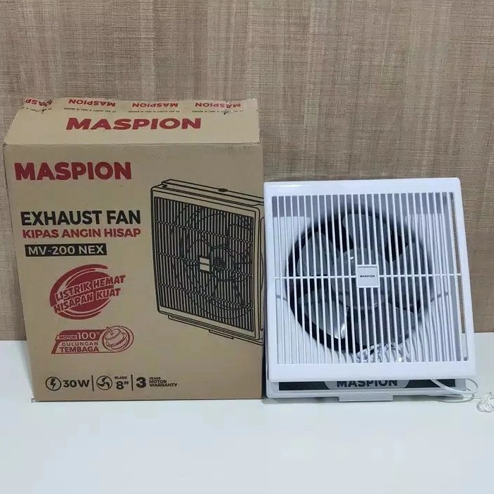 Jual MASPION MV200 NEX Wall Exhaust/Hexos/Heksos Fan Dinding 8" (20 cm