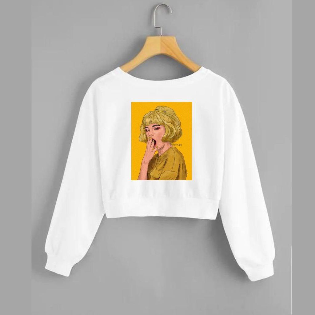 Clothing May - Sweater Crop Kekinian Gambar Lucu Sweater Distro Croptop Atasan Krop Top Wanita Cewek Viral