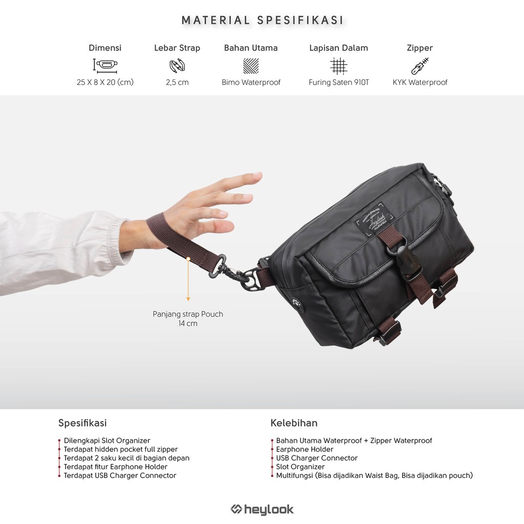 Sling Bag Tas Selempang Pria Wanita Tahan Air Messenger Bag Premium - Postbag Kasual Original Outdoor Travelling unisex waterproof UH7