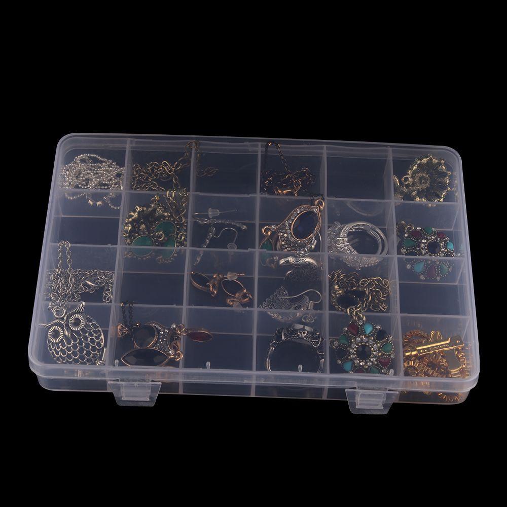 R-FLOWER Kotak Penyimpanan Kosong Transparan Organizer Rhinestones Wadah Perhiasan
