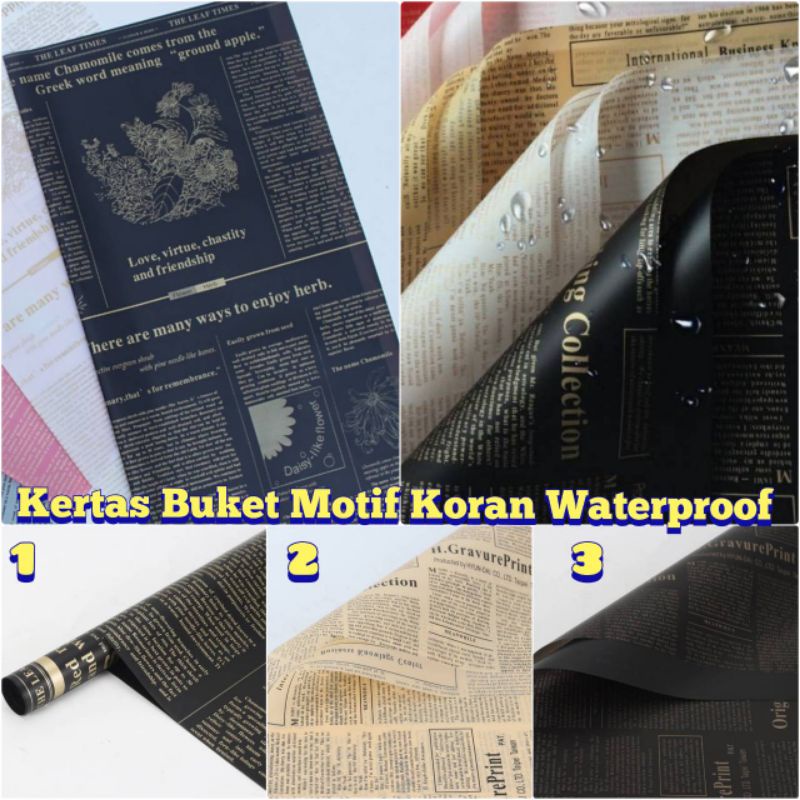 

1 pcs waterproof Wrapping flower paper WATERPROOF ENGLISH NEWSPAPER KERTAS KADO anti air MOTIF KORAN kertas buket motif koran anti air
