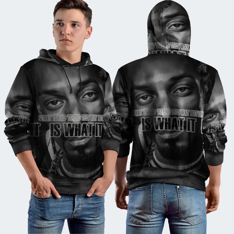 Jaket Hoodie Fullprint Snoop Dogg Quotes Bahan Polyester Jersey
