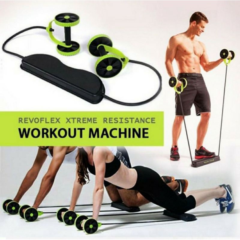 PERALATAN OLAHRAGA  Revoflex Xtreme Alat Fitness Portable LENGKAP 44 FUNGSI Alat Fitness Di Rumah Alat Gym Sixpack Alat Olahraga Push Up Sit Up Black