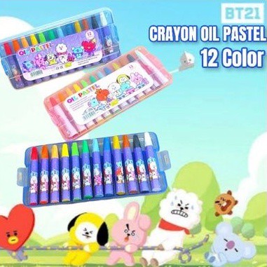 

Oil Pastel Crayon mewarnai BTS BT21 KOTAK MIKA 12 Warna