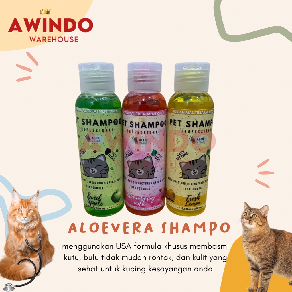 ALOEVERA SHAMPOO 100ML - Aloe Vera Shampo Kucing Anti Kutu Kulit Bulu Sehat Cat Adult Kitten