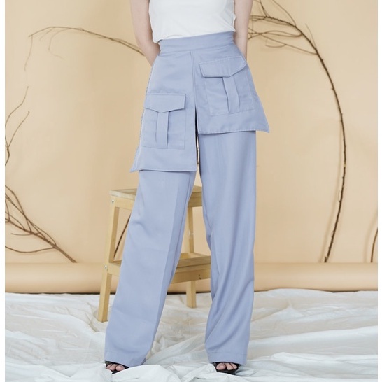 BEFAST - ZRX OOTD Wanita Celana Pocket HANSA / Bess Palazo Pocket Pants / Celana Panjang Fancy Fashion Korea / Celana Kulot Kekinian Remaja Trendy / Celana Unik / Kulot Panjang Casual / Outfit Remaja Hangout / Terbaru 2022 / Celana Panjang Kulot Kantong