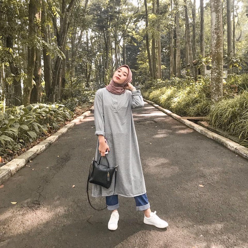 BEFAST - ZFS OOTD Wanita Dress Tunik / SYAIRA BUTTON TUNIK / Tunik Muslimah / Tunik Lengan Panjang / Fashion Wanita Hijab Terbaru / OOTD Remaja kekinian / Tunik Panjang Polos / Tunik Casual/Formal