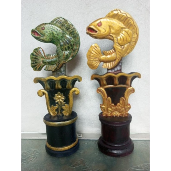 piala kayu ikan channa