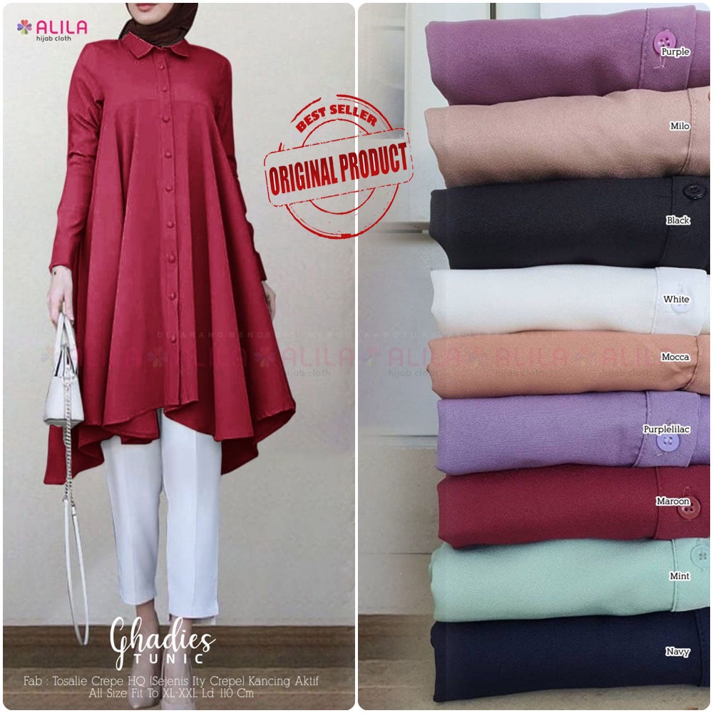 BAJU ATASAN TUNIK MUSLIM WANITA REMAJA CEWEK TRENDY KEKINIAN TERBARU
