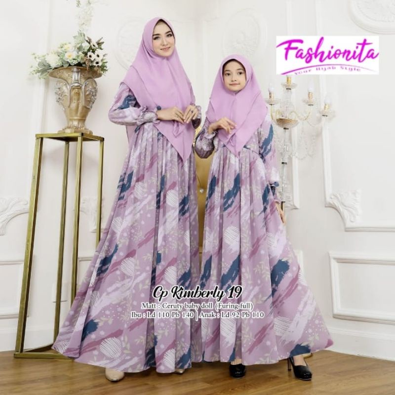 COUPLE KIMBERLY GAMIS SET KHIMAR SYARI COUPLE GAMIS CERUTY SARIMBIT GAMIS ANAK