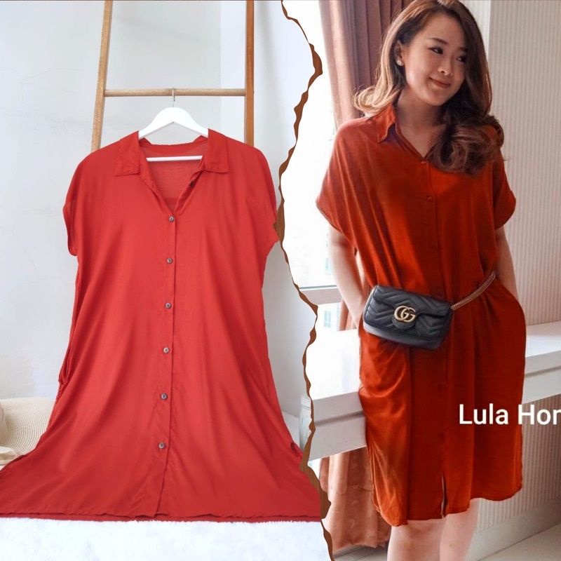 Daster Polos Rayon Full Kancing Busui All Size[Lula Home Dress]