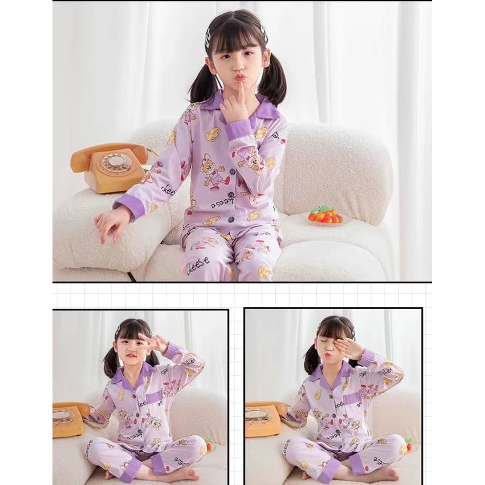 Baju tidur piyama anak pp bahan kaos spandek import bisa cewek cowok