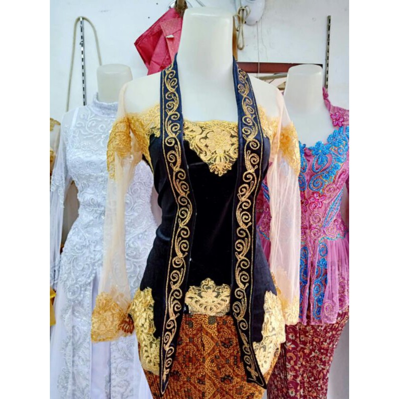 Kebaya Bludru Hitam / Marun / Navy REAL PICT! kebaya kutubaru atasan