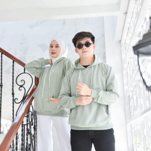 Sweater hoodie polos / pria wanita size l xl xxl bahan fleece / original