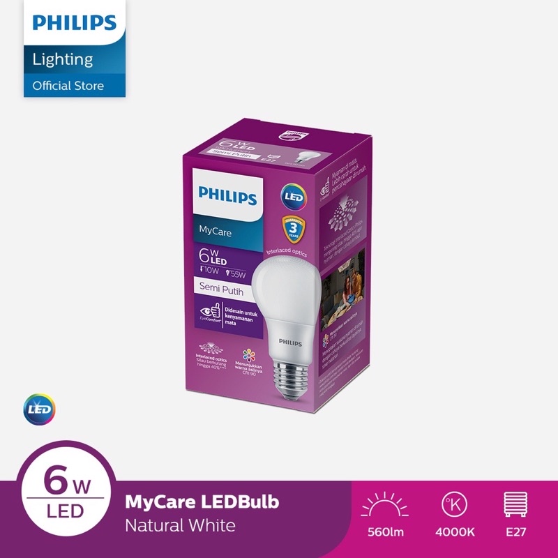 PHILIPS Lampu LED MyCare 6W / 10W Putih Bohlam LED Bulb My Care 10 Watt CDL