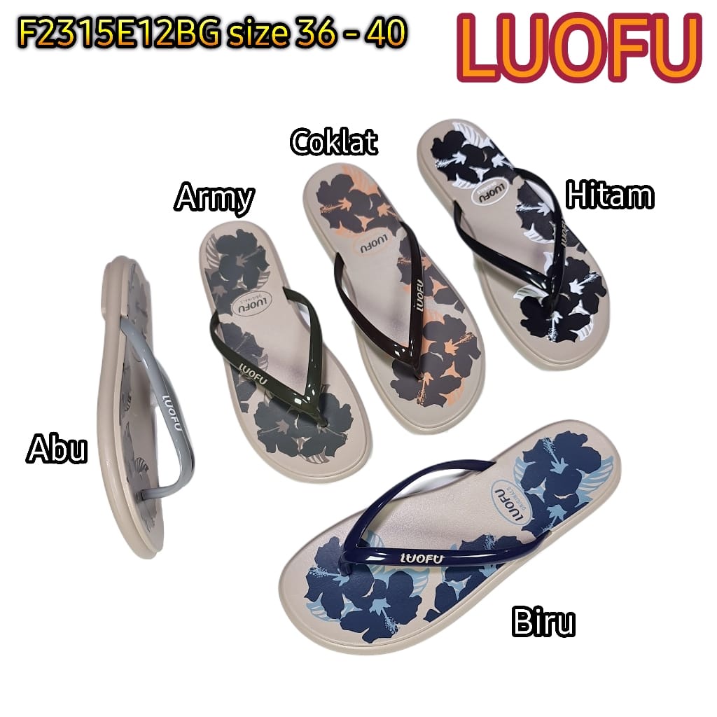 LUOFU ORIGINAL jelly sandal karet empuk murah jepit wanita import sendal cewek F2315E12BG