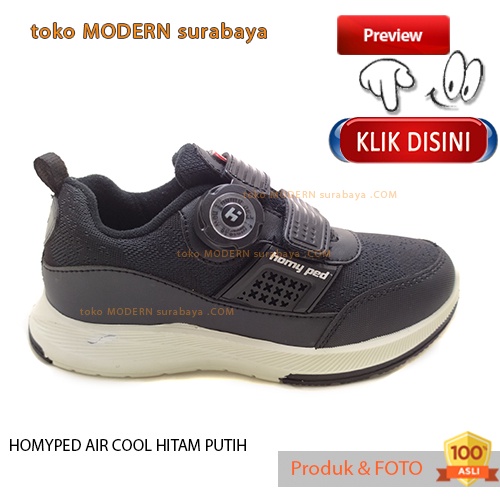 TERBARU 2022 Sepatu Anak sekolah sneaker magnet HOMYPED AIR COOL HITAM PUTIH