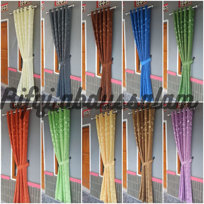 GORDEN JENDELA KAMAR TIDUR | KORDEN HORDENG CENDELA MOTIF BULAN SABIT DAN POLOS UKURAN LEBAR 100CM P