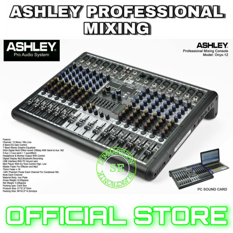 mixer audio 12 channel original ashley onxy 12 usb bluetooth record