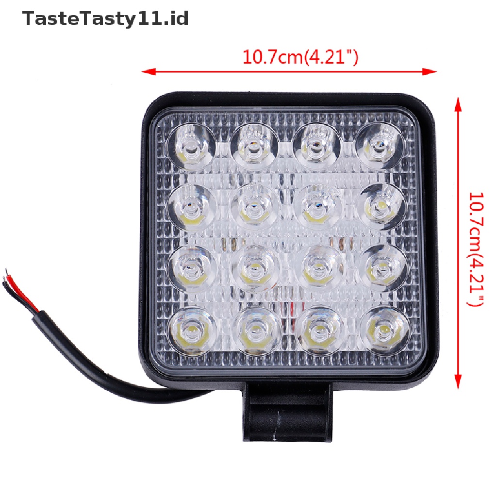 (TasteTasty) Lampu Sorot LED 48W 12V 24V Bentuk Kotak Ukuran 4 &quot;Untuk Truk / Traktor / OffRoad