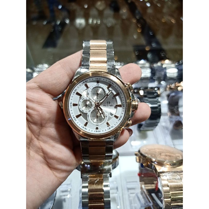 JAM TANGAN PRIA HEGNER 5011 SILVER ROSEGOLD(ORIGINAL)