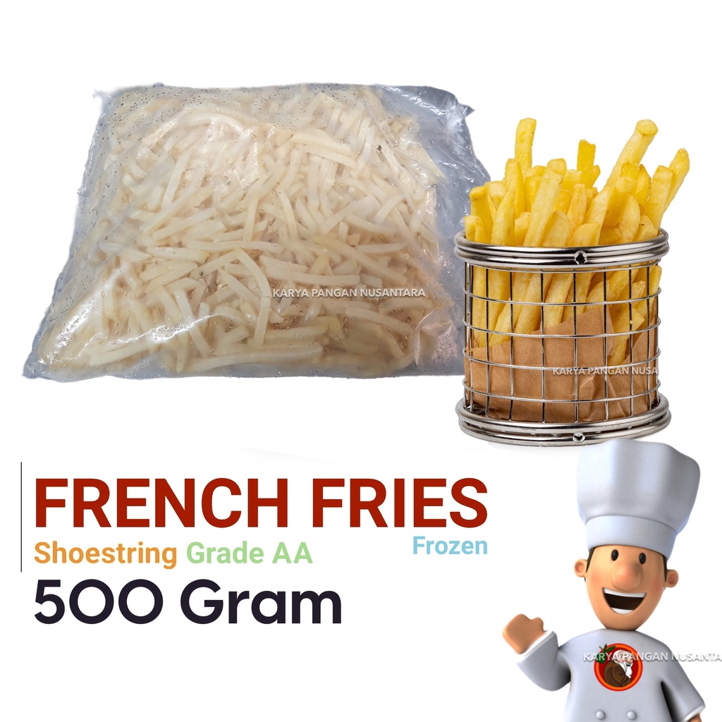 

PAKET FRENCH FRIES SHOESTRING 500GR FROZEN KENTANG BEKU 0.5 KILOGRAM FRENCH FRIES BEKU KENTANG GORENG 500 GR