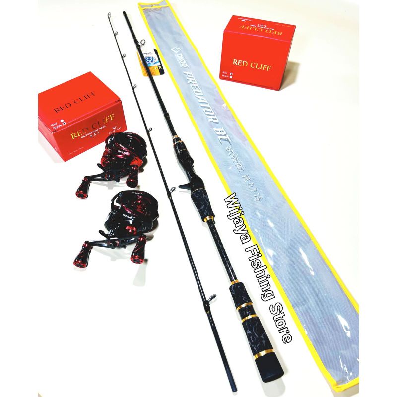 Set Joran BC Casting Daido Predator 180 198 dan Reel BC Oncak Red Cliff FREE PE