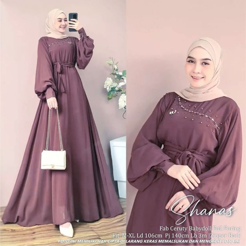 DRESS MAXY MUTIARA SHANASS DRESS CERUTY/VONSY MAXY BY UWAIS/GAMIS MUSLIMAH GAUN KEKINIAN/GAMIS CERUTY TERLARIS/FAR MOSLEMSTORE