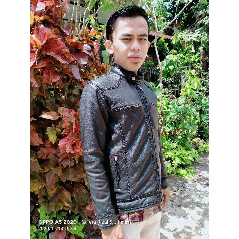JAKET PRIA KULIT ASLI DOMBA ORIGINAL TERBARU TERLARIS TERMURAH MODEL SULAM 100% KULIT ASLI