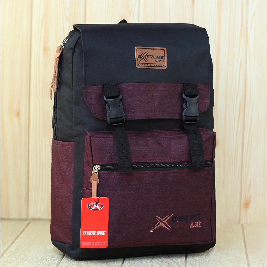 Ransel Pria Tas Sekolah Cowo Distro Extreme Maroon SD SMP SMA Kuliah Awet Terbaru Termurah Keren Stylish Fashionable Kuat