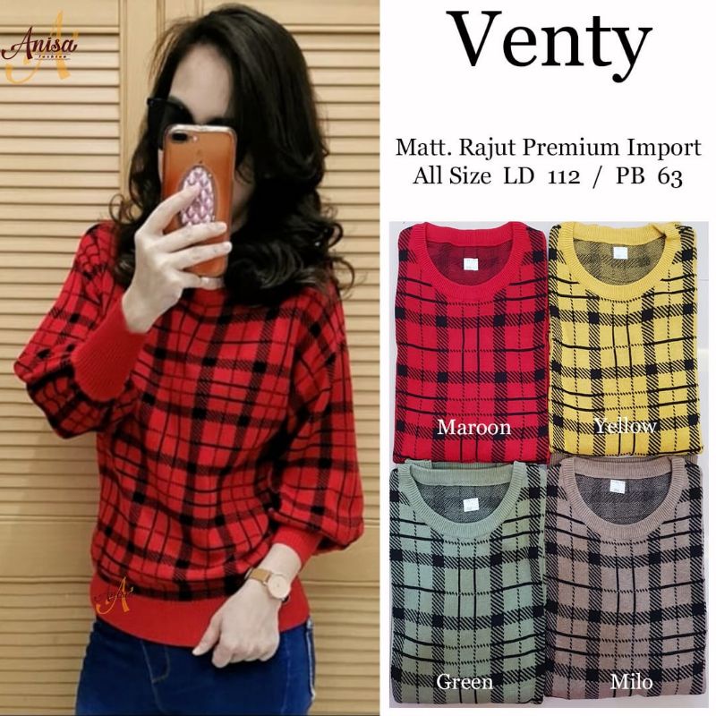 Baju rajut wanita batwing murah Venty ori by Anisa